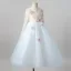 Chic / Beautiful White Appliques Sequins Birthday Flower Girl Dresses 2025 A-Line / Princess Scoop Neck Long Sleeve Floor-Length / Long Flower Girl Dresses
