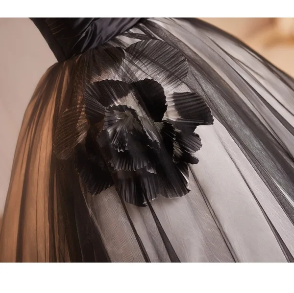 Audrey Hepburn-Stil Schwarz Applikationen Ballkleider Ballkleid 2024 Bandeau Ärmellos Rückenfreies Lange Ball Festliche Kleider