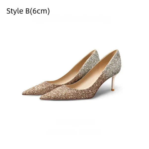 Glitzernden Sexy Farbverlauf Pailletten Abend Pumps 2026 Leder 8 cm Stilettos Spitzschuh Pumps