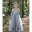 Chic / Beautiful Sky Blue Sequins Birthday Flower Girl Dresses 2023 A-Line / Princess High Neck Floor-Length / Long Tulle Flower Girl Dresses