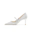 Charmant Argenté Paillettes Perle Noeud Chaussure De Mariée 2023 Cuir 6 cm Talons Aiguilles À Bout Pointu Mariage Escarpins Talons Hauts