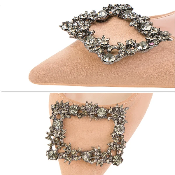 Fine Svart Rhinestone Aften Pumps 2022 9 cm Stiletthæler Spisse Pumps Høyhælte