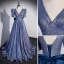 Glitzernden Meeresblau Glanz Pailletten Ballkleider 2022 A Linie V-Ausschnitt Rückenfreies Kurze Ärmel Schleife Sweep / Pinsel Zug Festliche Kleider