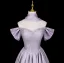 Charmant Lavendel Strass Pailletten Ballkleider 2026 A Linie Off Shoulder Kurze Ärmel Rückenfreies Lange Festliche Kleider