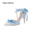 Charmant Himmelblau Perle Schleife Ball Sandalen Damen 2024 9 cm Stilettos Hochhackige Spitzschuh Sandaletten