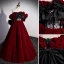 Fashion Burgundy Ruffle Prom Dresses 2022 Ball Gown Off-The-Shoulder Bow Short Sleeve Backless Floor-Length / Long Prom Formal Dresses