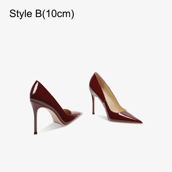 Sexy Burgunderrot Abend Lackleder Pumps 2023 Leder 12 cm Stilettos Spitzschuh Pumps Hochhackige