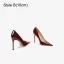 Sexy Burgunderrot Abend Lackleder Pumps 2023 Leder 12 cm Stilettos Spitzschuh Pumps Hochhackige