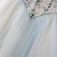 Modern / Fashion Sky Blue Glitter Beading Sequins Prom Dresses 2023 Ball Gown Strapless Sleeveless Backless Floor-Length / Long Prom Formal Dresses