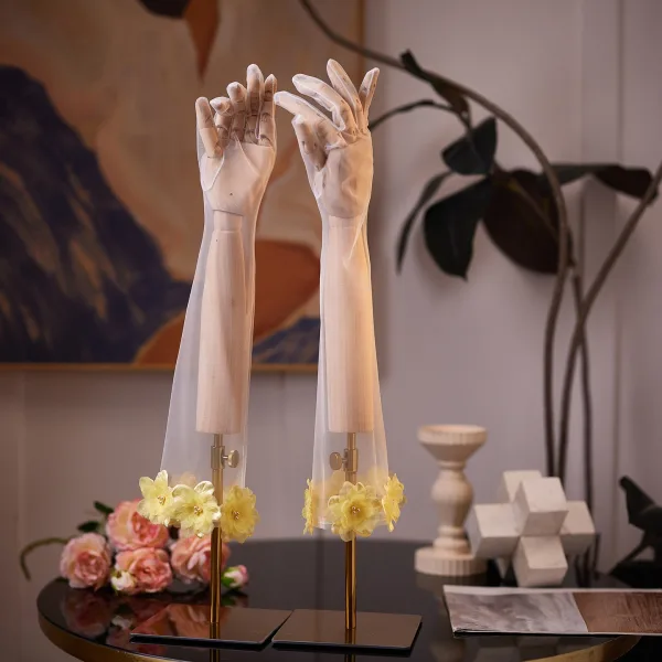 Eenvoudige Witte Handgemaakt Appliques Huwelijk Bruidshandschoenen 2026 Tule