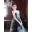 Modern / Fashion Ink Blue Cascading Ruffles Evening Dresses 2023 A-Line / Princess Strapless Sleeveless Backless Sweep Train Evening Party Formal Dresses