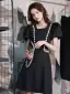 Audrey Hepburn Style Black Rhinestone Evening Dresses Party Dresses 2022 A-Line / Princess Square Neckline Puffy Short Sleeve Knee-Length Evening Party Formal Dresses