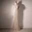 Scintillantes Charmant Champagne Perlage Paillettes Robe De Soirée 2022 Trompette / Sirène Encolure Dégagée Manches Courtes Dos Nu Longue Soirée Robe De Ceremonie