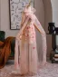 Flower Fairy Blushing Pink Beading Pearl Appliques Prom Dresses 2025 A-Line / Princess Scoop Neck Long Sleeve Backless Floor-Length / Long Formal Dresses