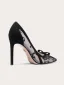 Sexy Zwarte Kant Bloem Strik Gala Pumps 2024 Leer 10 cm Naaldhakken / Stiletto Spitse Neus Pumps Hoge Hakken