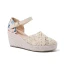 Fashion Summer Beige Street Wear Womens Sandals 2023 Ankle Strap 7 cm Wedges Round Toe Womens Shoes