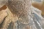 Charming Sparkly Sky Blue Beading Pearl Sequins Flower Girl Dresses 2024 Ball Gown High Neck Short Sleeve Backless Floor-Length / Long Birthday