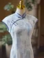 Classy Chinese style Sky Blue Summer Cheongsam 2024 Trumpet / Mermaid High Neck Sleeveless Tea-length