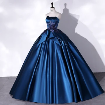 Vintage Mörk Marinblå Satin Balklänningar 2022 Balklänning Axelbandslös Pärla Spets Blomma Ärmlös Halterneck Långa Formella Klänningar