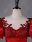 Élégant Rouge Perlage En Dentelle Fleur Robe De Bal 2023 Robe Boule Satin Encolure Dégagée Gonflée Manches Courtes Dos Nu Longue Promo Robe De Ceremonie