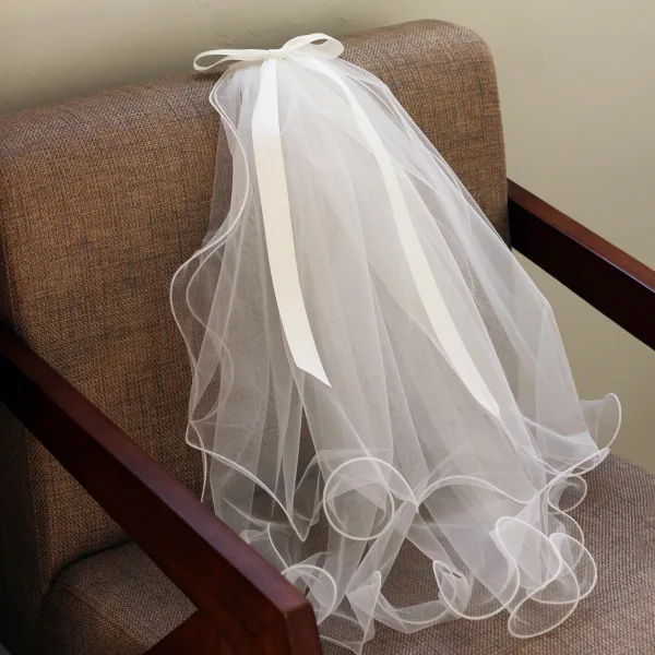Modest / Simple White Bridal Wedding Veils 2025 Tulle