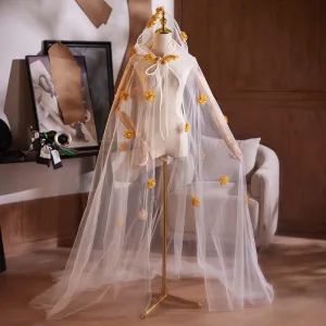 Chic Beautiful White Handmade Appliques Prom Shawl Accessories Tulle 2025