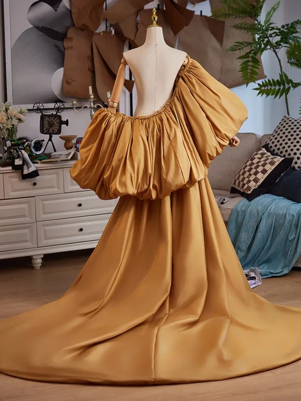 Vintage / Retro Tan Puffy Short Sleeve Satin Prom Shawls 2025
