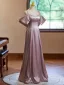 Chic / Beautiful Dusky Pink Glitter Prom Dresses 2024 A-Line / Princess Spaghetti Straps Short Sleeve Backless Floor-Length / Long Prom Formal Dresses