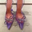 Transparent Sexy Summer Purple Evening Party Womens Sandals 2022 Rhinestone Bow 9 cm Stiletto Heels Pointed Toe High Heels