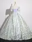 Fashion Sage Green Lace Flower Butterfly Prom Dresses 2025 Ball Gown Square Neckline Short Sleeve Backless Floor-Length / Long Prom Formal Dresses