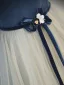 Fashion Navy Blue Beading Appliques Prom Dresses 2023 A-Line / Princess Off-The-Shoulder Sleeveless Backless Bow Sash Floor-Length / Long Prom Formal Dresses
