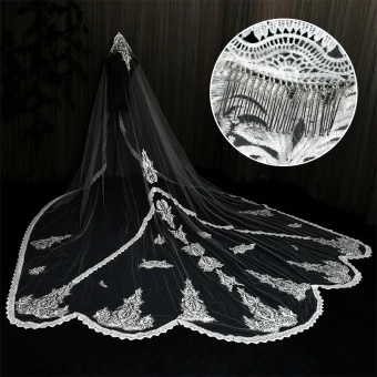 High End White Lace Flower Wedding Veils 2024