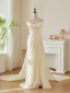 Light Ivory Split Front Trumpet / Mermaid Wedding Dresses 2026 Strapless Sleeveless Backless Sweep Train