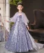 Sparkly Lavender Bow Sequins Birthday Flower Girl Dresses 2025 Ball Gown High Neck Long Sleeve Sweep Train