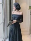 Chic / Belle Noire Paillettes Robe De Bal 2022 Princesse De l'épaule Manches Longues Dos Nu Ceinture Longue Promo Robe De Ceremonie