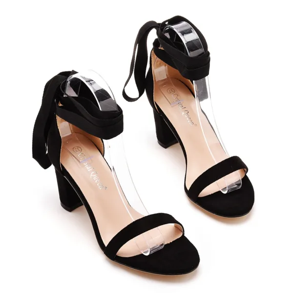 Roman Black Summer Street Wear Womens Sandals 2023 Ankle Strap 7 cm Stiletto Heels Open / Peep Toe Sandals High Heels