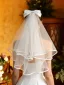 Modest / Simple White Bow Wedding Veils 2026 Tulle