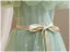 Simple Vert Cendré Paillettes Anniversaire Robe Ceremonie Fille 2024 Princesse Encolure Dégagée Volants Manches Courtes Noeud Ceinture Dos Nu Longue