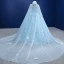 Elegant Pool Blue Pearl Appliques Prom Dresses 2022 Ball Gown Off-The-Shoulder Long Sleeve Backless Floor-Length / Long Formal Dresses
