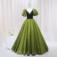 Fashion Clover Green Prom Dresses 2024 Ball Gown V-Neck Puffy Short Sleeve Backless Floor-Length / Long Prom Formal Dresses