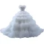 Luxus / Herrlich Weiß Perlenstickerei Pailletten Fallende Rüsche Brautkleider / Hochzeitskleider 2023 Ballkleid Bandeau Ärmellos Rückenfreies Sweep / Pinsel Zug Hochzeit