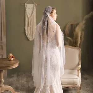 Vintage Retro White Pearl 1 M Wedding Veils 2025