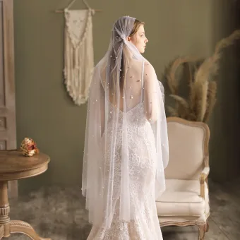 Vintage Retro White Pearl 1 M Wedding Veils 2025