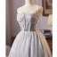 Classy Grey Beading Sequins Lace Flower Homecoming Graduation Dresses 2025 Ball Gown Spaghetti Straps Sleeveless Backless Knee-Length