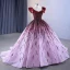 High-end Gradient-Color Burgundy Handmade  Beading Prom Dresses 2023 Ball Gown V-Neck Sleeveless Backless Floor-Length / Long Formal Dresses