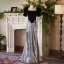 Charmant Noire Paillettes Robe De Soirée 2024 Trompette / Sirène Encolure Carrée Gonflée Manches Courtes Dos Nu Noeud Train De Balayage Soirée Robe De Ceremonie
