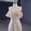 Luxury / Gorgeous White Handmade  Beading Lace Flower Wedding Dresses 2023 Trumpet / Mermaid Strapless Sleeveless Backless Court Train Wedding