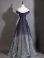 Bling Bling Navy Blue Sequins Prom Dresses 2026 A-Line / Princess Scoop Neck Short Sleeve Backless Floor-Length / Long Formal Dresses