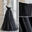 Chic / Beautiful Black Spotted Prom Dresses 2022 A-Line / Princess Strapless Sleeveless Backless Floor-Length / Long Prom Formal Dresses