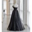 Chic / Beautiful Black Spotted Prom Dresses 2022 A-Line / Princess Strapless Sleeveless Backless Floor-Length / Long Prom Formal Dresses
